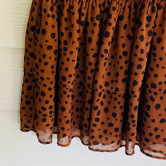 She + Sky Cheetah Print Tiered Smocked Waist Dress Med - Picture 3 of 8